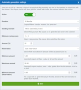 Coupon auto-generation settings