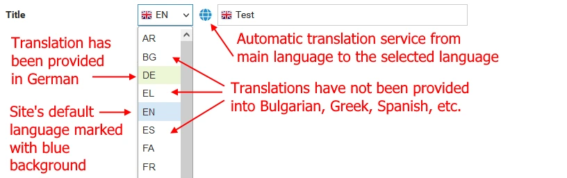 Elxis built-in multi-language system