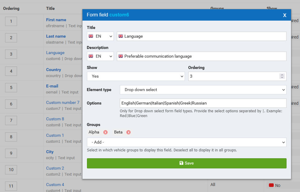 Booking form fields management in IOS Rentals 2.5